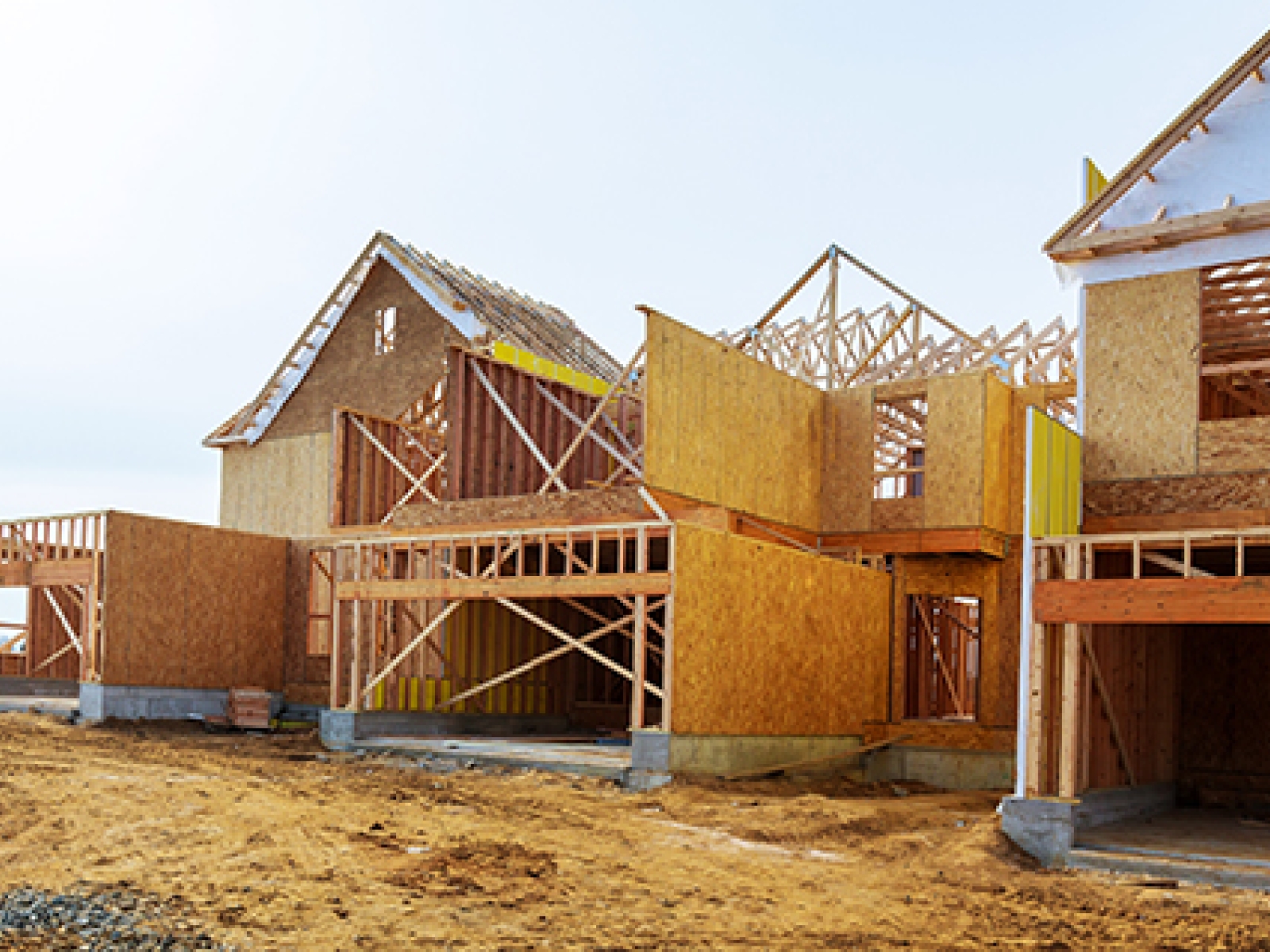 Frame of a house that is being built
