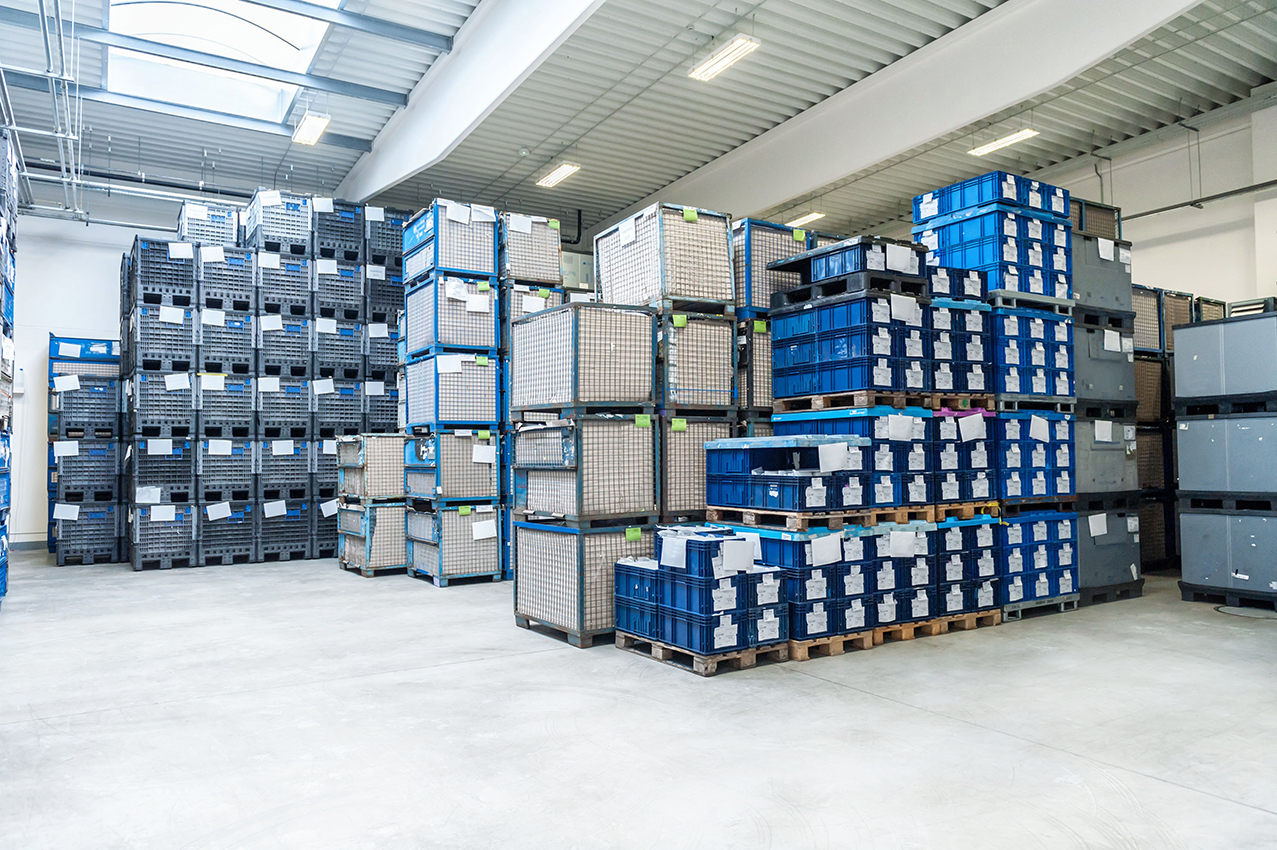Warehouse floor with crates