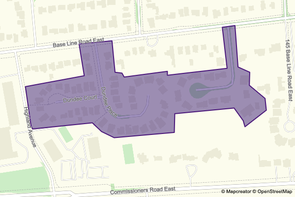 Map of the Colony Estates neighbourhood where the updates will occur. Dundee Place and Wimbledon Court.