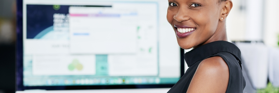 Woman working at her computer 