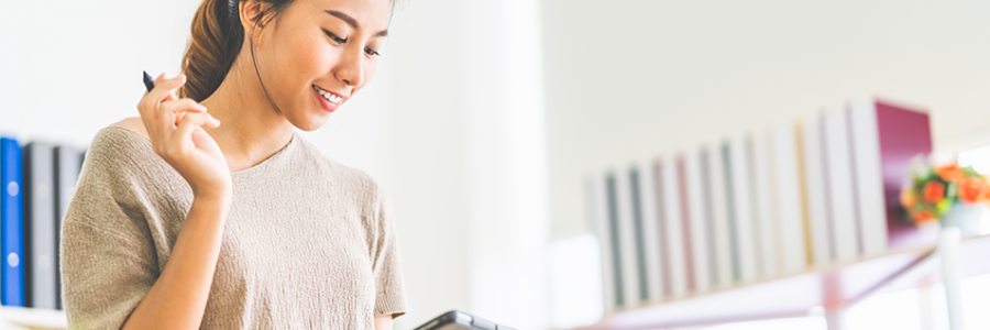 Woman looking at iPad