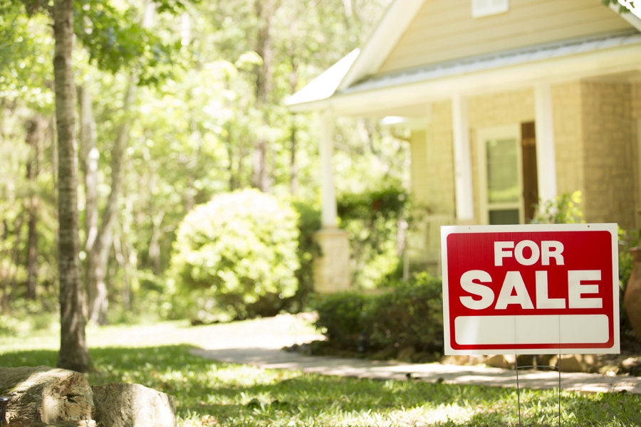 House with a for sale sign out front