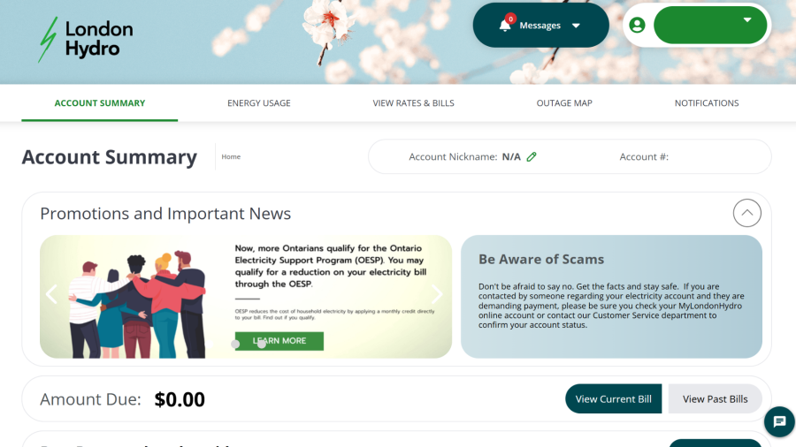 MyLondonHydro Homepage