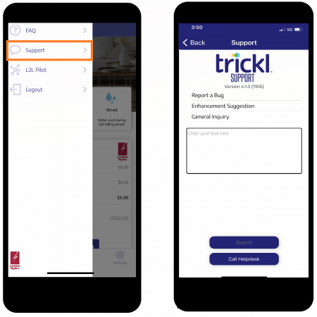 Trickl Support Screenshots