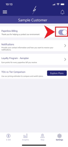 Settings on LH app