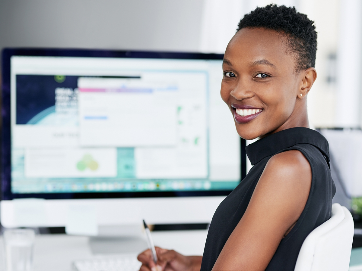 Woman working at her computer 