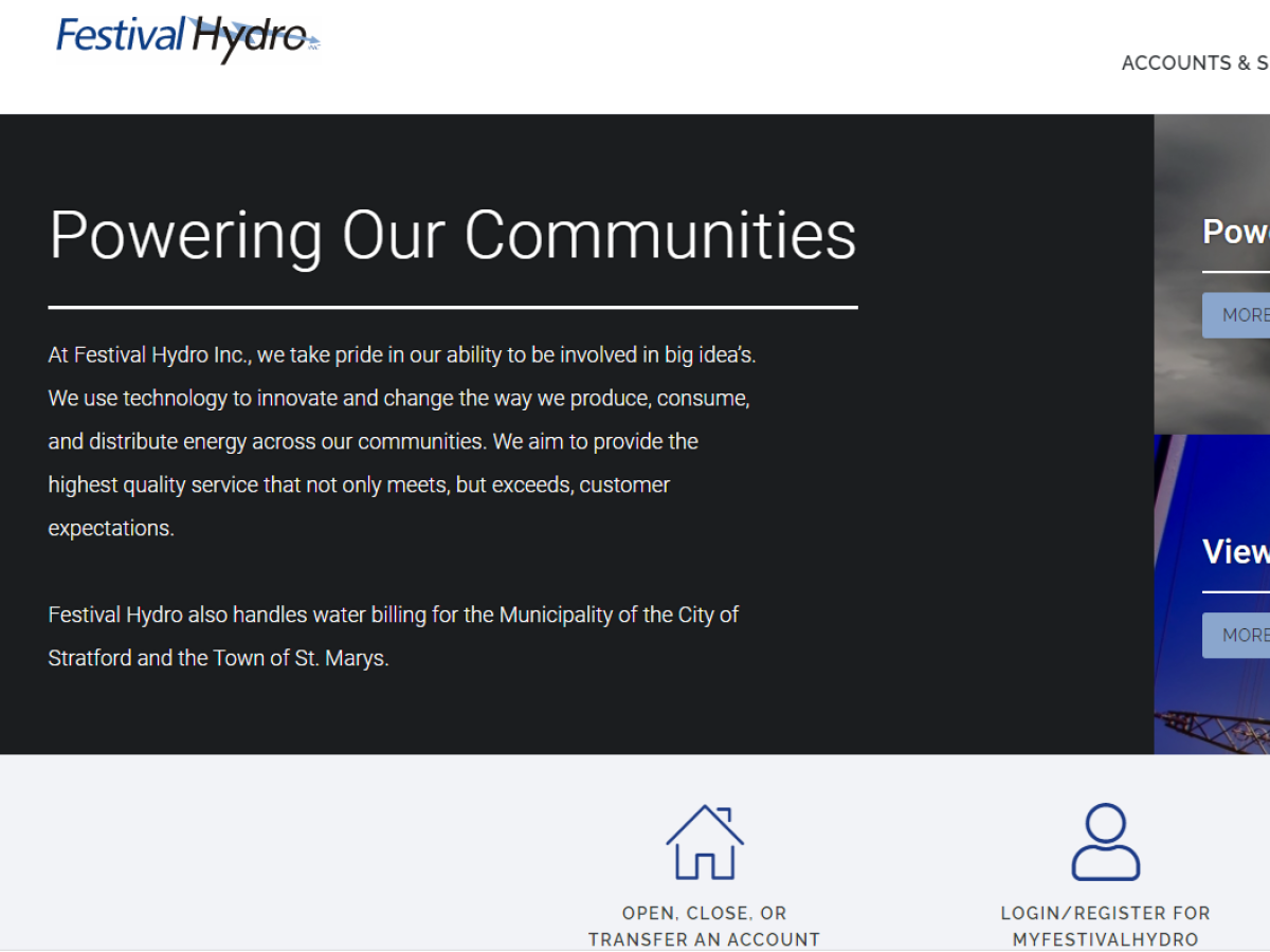 Festival Hydro Webpage