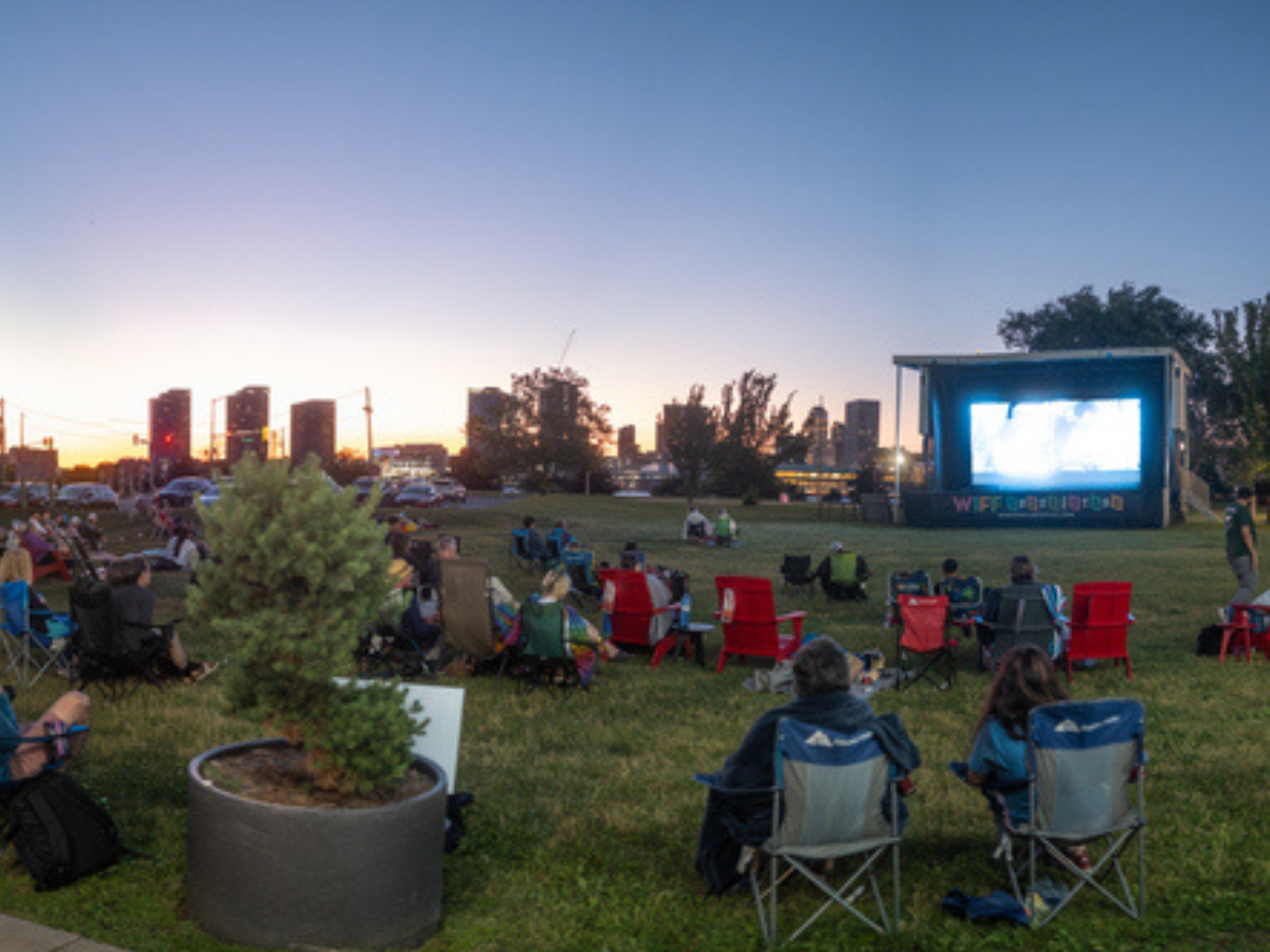 Outdoor movie night in park